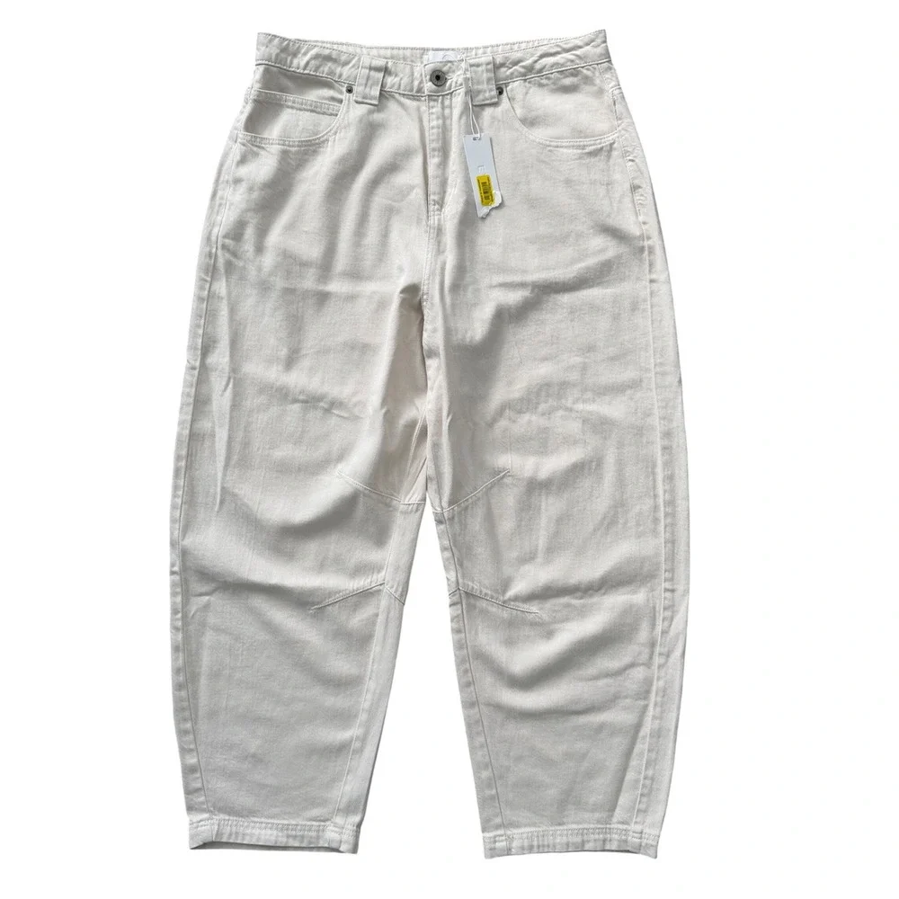Every Off White High Rise‎ Barrel Leg Cotton Lyocell Jeans Size 14 EV6207PFD